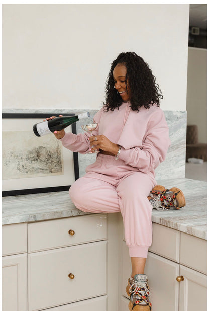 Dusty Pink Cropped Hoodie - Minimalist Logo